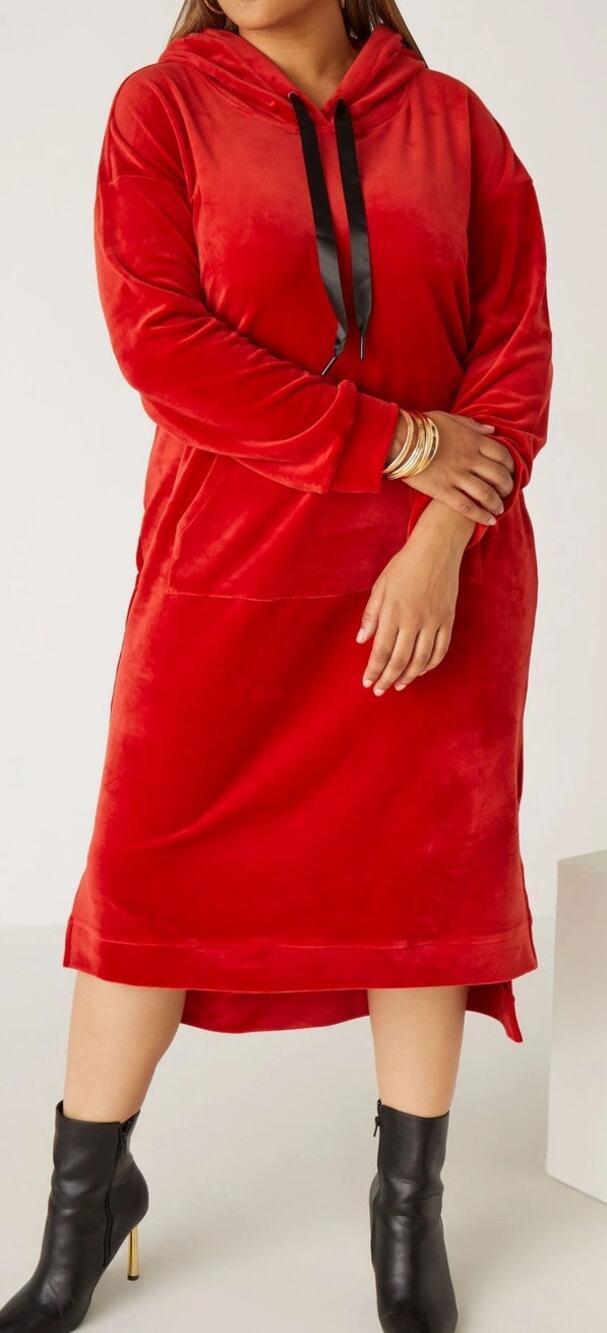 PLUS Size 22/24 3X | Women’s Hooded Stretch Velour Dress Loungewear | NWT